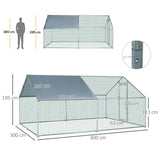 easycomfort easycomfort pollaio per galline da esterno in metallo con copertura in tessuto oxford 300x400x195 cm argento