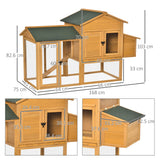 easycomfort easycomfort gabbia per galline con casetta e area aperta nido con tetto apribile e rete metallica pollaio in legno giallo 168x75x103cm