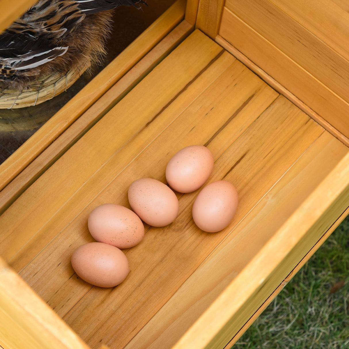 easycomfort easycomfort gabbia per galline con casetta e area aperta nido con tetto apribile e rete metallica pollaio in legno giallo 168x75x103cm
