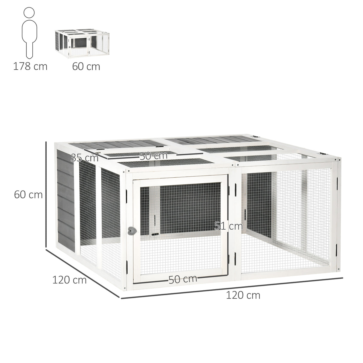 easycomfort easycomfort conigliera da esterno e interno con tetto apribile gabbia per 2 4 conigli grigia