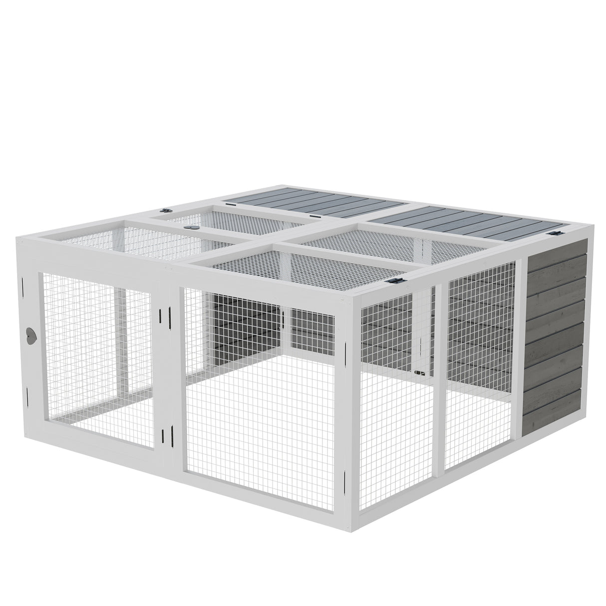 easycomfort easycomfort conigliera da esterno e interno con tetto apribile gabbia per 2 4 conigli grigia