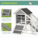 easycomfort easycomfort conigliera in legno con area aperta e rampa casetta per conigli con fondo estraibile e porte 140x65x120cm grigio