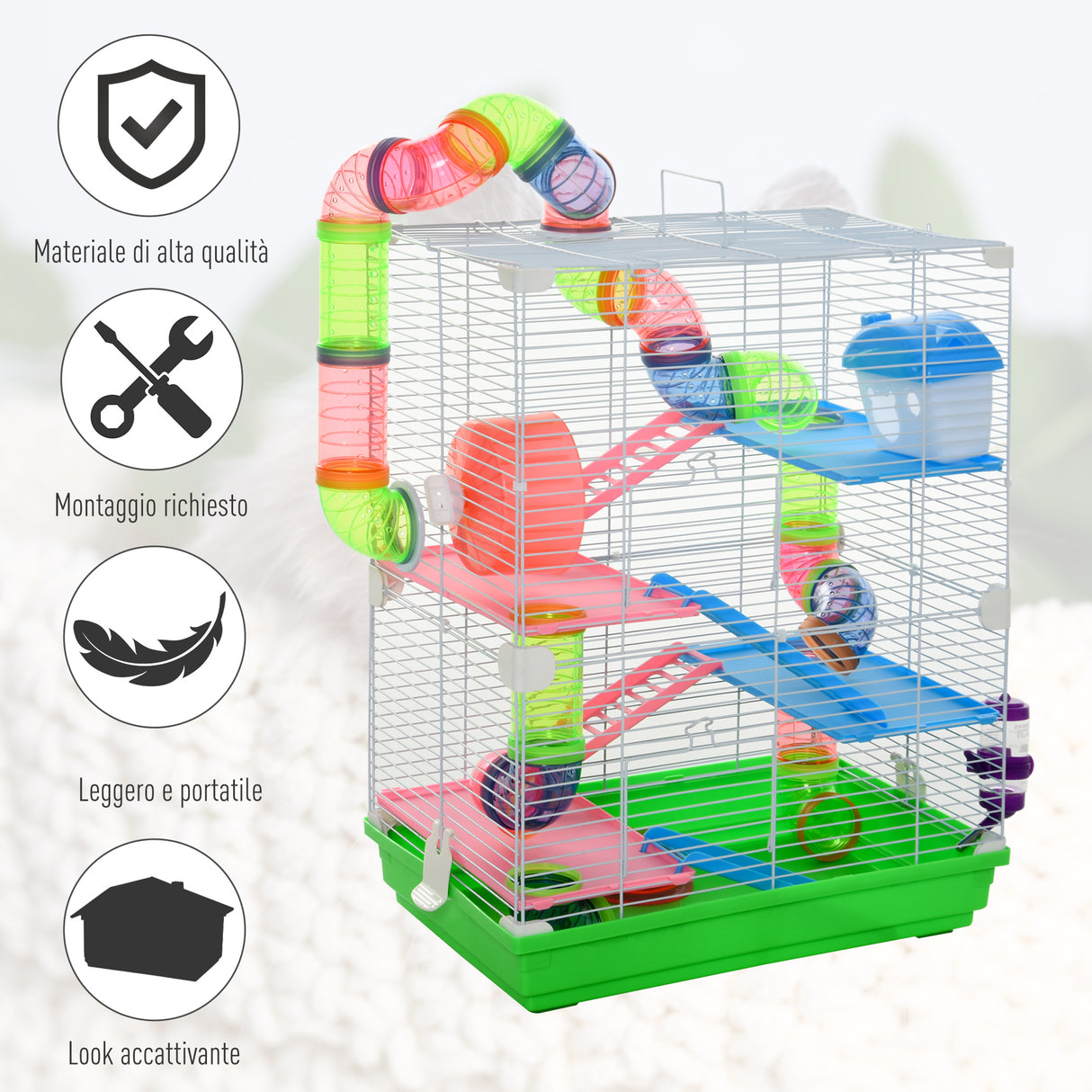 easycomfort easycomfort gabbia per criceti e piccoli roditori 5 livelli accessori gioco e cibo