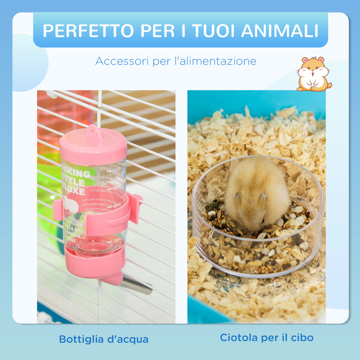 easycomfort gabbia per criceti a 5 livelli con tubi casetta serbatoio dell acqua e ruota 59x36x69cm