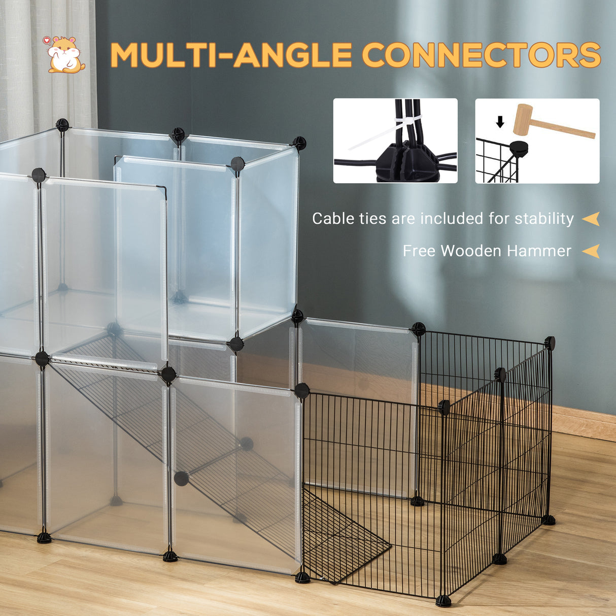 easycomfort easycomfort recinto modulare per conigli e animali di piccole dimensioni 27 pannelli acciaio e resina nero
