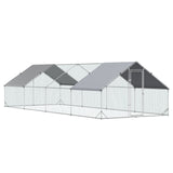 easycomfort pollaio da giardino con telaio zincato copertura impermeabile e rete esagonale 3x8x2m argento