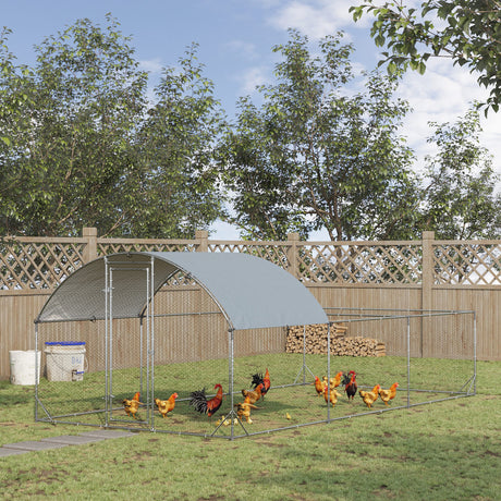 easycomfort recinto per galline da esterno in acciaio con telo di copertura in pe anti uv 570x280cm