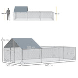 easycomfort pollaio da giardino per 15 18 galline in acciaio zincato e pe con tettoia e serratura 600x300x195 cm