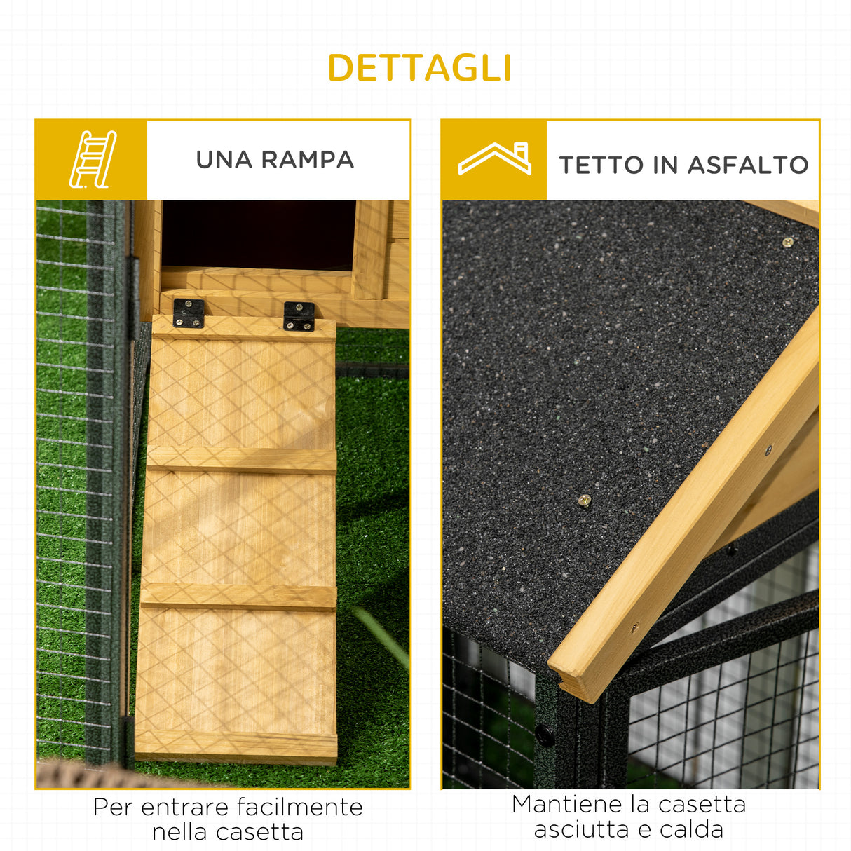 easycomfort conigliera da esterno a 2 livelli in legno di abete e acciaio con vassoio rimovibile 120x55.5x80 cm