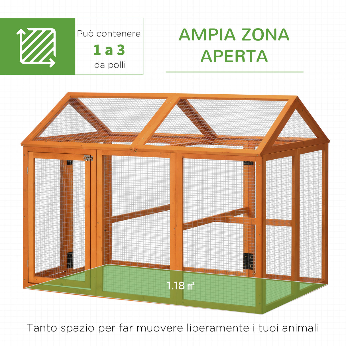 easycomfort easycomfort gabbia per galline in legno con porte multiple e rete in metallo 140x88 5x106cm arancione