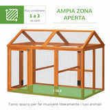easycomfort easycomfort gabbia per galline in legno con porte multiple e rete in metallo 140x88 5x106cm arancione