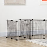 easycomfort gabbia per porcellini d india recinto per piccoli animali 18 pz con porta 175x70x45cm nero