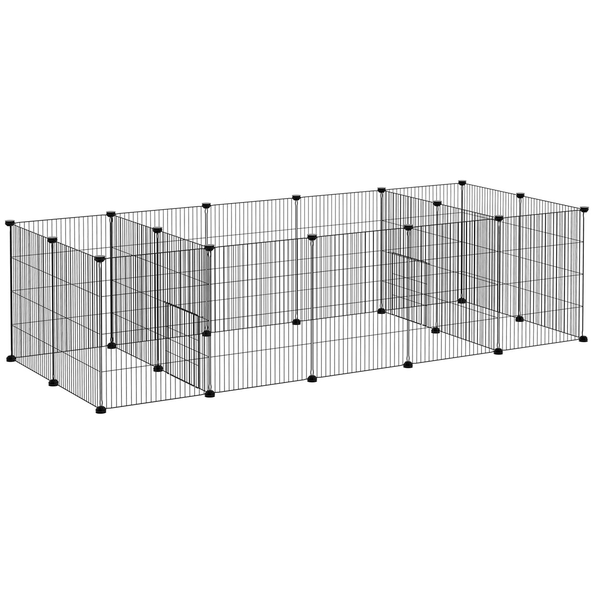 easycomfort gabbia per porcellini d india recinto per piccoli animali 18 pz con porta 175x70x45cm nero