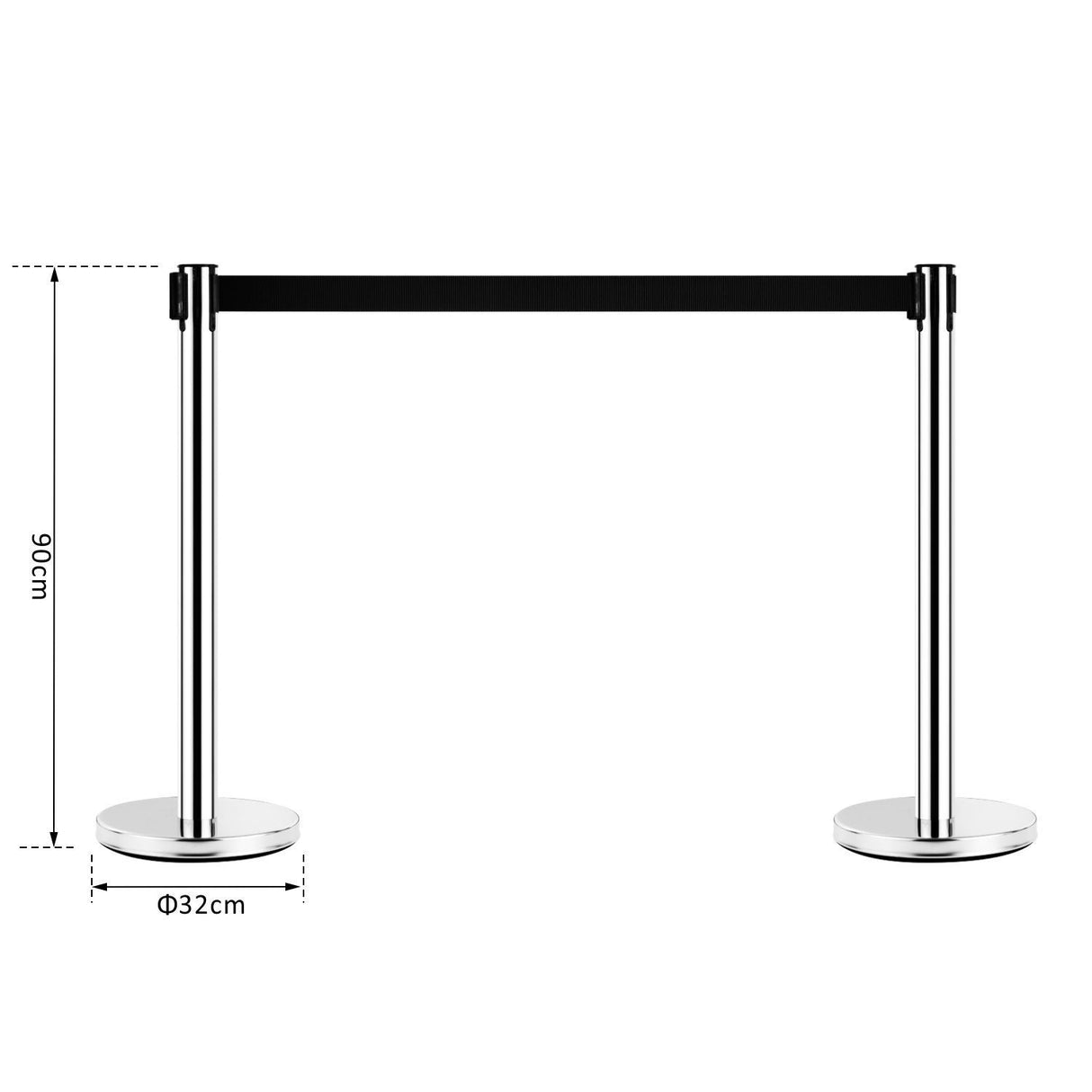 easycomfort easycomfort colonnine segnapercorso con nastri neri di 2m separa in acciaio inox e nylon 200x32x90cm
