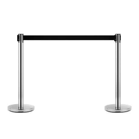 easycomfort easycomfort colonnine segnapercorso con nastri neri di 2m separa in acciaio inox e nylon 200x32x90cm