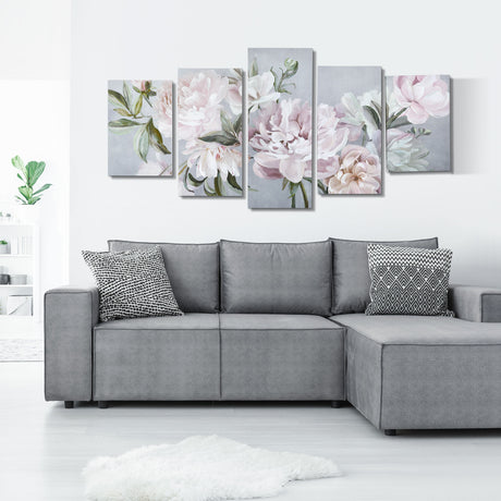 easycomfort easycomfort stampa su tela con peonie 5 pezzi per casa e ufficio tela in legno di pino e vernice ad acqua 200x100cm multicolore
