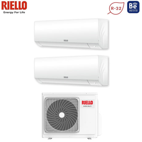 Riello Dual Split Inverter-Klimaanlage AARIA PLUS I 9+9-Serie mit AARIA MULTI 250 PI R-32 integriertem Wi-Fi 9000+9000
