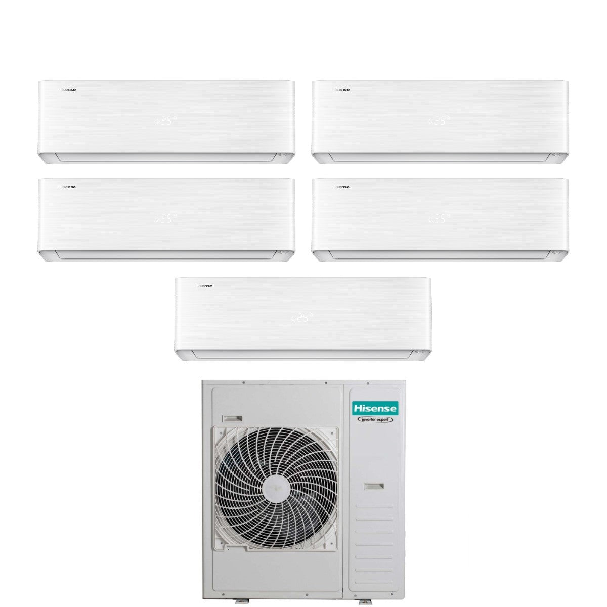Hisense Penta Split-Inverter-Klimaanlage ENERGY PRO X 9+9+9+9+12 Serie mit 5AMW125U4RTA R-32 Integriertes WLAN 9000+9000+9000+9000+12000