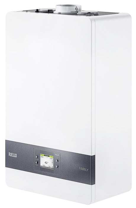 caldaia riello family 35 kis a condensazione completa di kit scarico fumi low nox metano hybrid ready novita