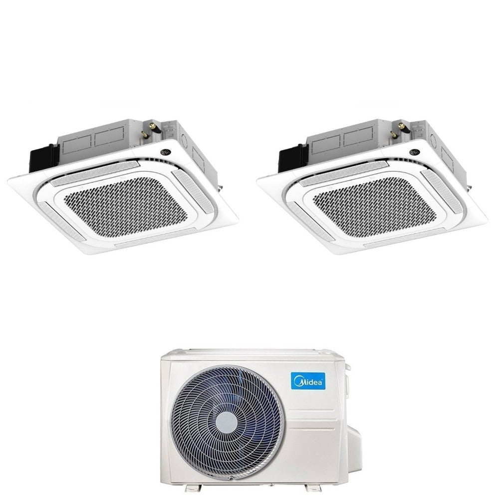 climatizzatore condizionatore a cassetta a 4 vie dual split inverter midea 12_12 con m20 18fn8 q r 32 wi fi optional 12000_12000