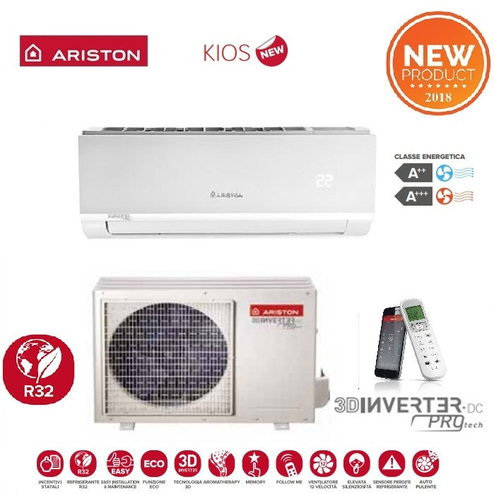 climatizzatore condizionatore ariston inverter serie kios 9000 btu 25 mud6 r 32 wi fi optional new 2018