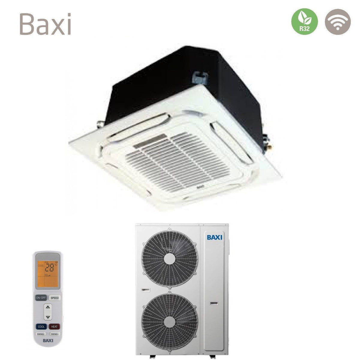 climatizzatore condizionatore baxi inverter a cassetta 60000 btu rzgbk160 trifase r 32 wi fi optional con telecomando e pannello incluso novita 8991