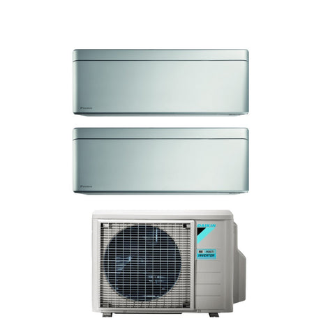 climatizzatore condizionatore daikin bluevolution dual split inverter serie stylish total silver 7_7 con 2mxm40m n r 32 wi fi integrato 7000_7000 colore grigio garanzia italiana