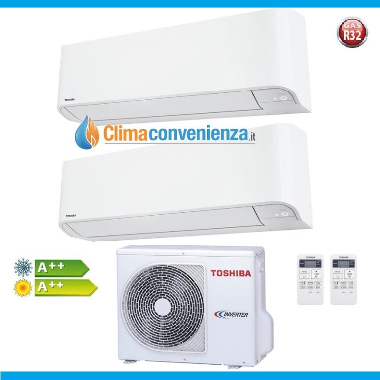 climatizzatore condizionatore dual split inverter toshiba mirai r32 10000_13000 con ras 2m14u2avg e 10_13 btu 6132