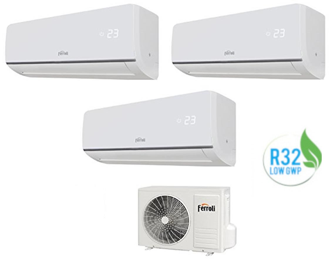 climatizzatore condizionatore ferroli dual split inverter r32 serie aster m 3.2 7000_7000_7000 con 24 3 7_7_7 5527