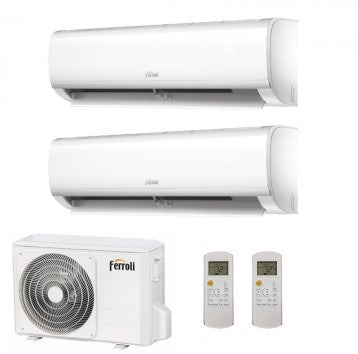 climatizzatore condizionatore ferroli dual split inverter serie ambra m 9_9 con 18 2 r 32 wi fi integrato 9000_9000 novit