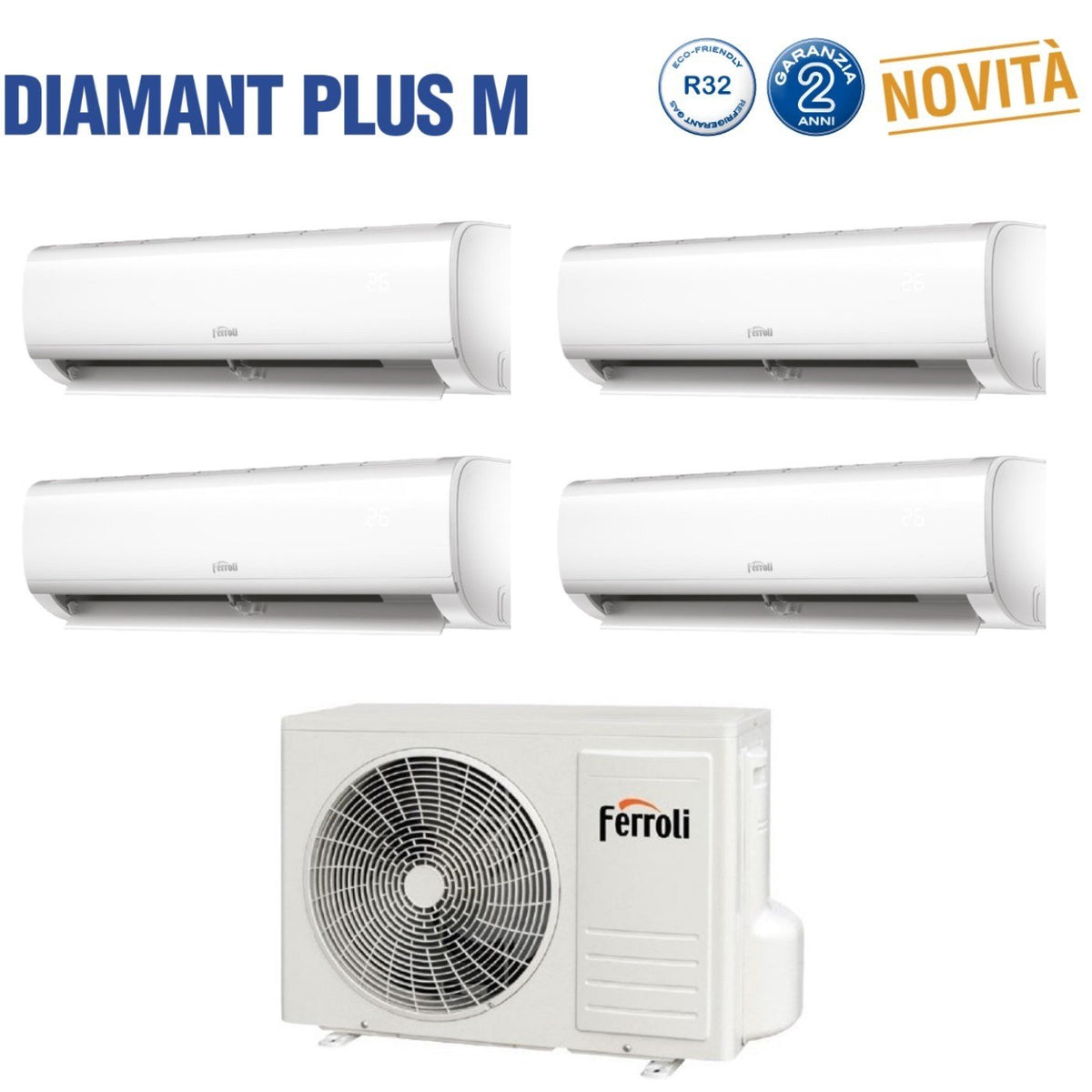 climatizzatore condizionatore ferroli quadri split inverter serie diamant plus m 7_7_7_7 con 28 4 r 32 wi fi integrato 7000_7000_7000_7000 novita