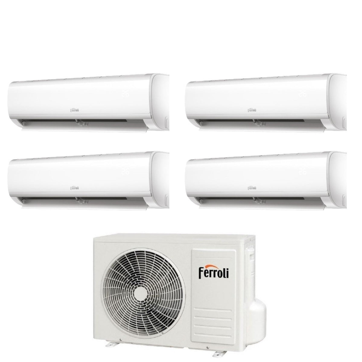 climatizzatore condizionatore ferroli quadri split inverter serie diamant plus m 9_9_9_12 con 28 4 r 32 wi fi integrato 9000_9000_9000_12000 novita