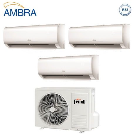 climatizzatore condizionatore ferroli trial split inverter serie ambra m 12_12_12 con 27 3 r 32 wi fi integrato 12000_12000_12000 novit