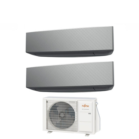 climatizzatore condizionatore fujitsu dual split inverter serie ke silver 9_14 con aoyg18kbta2 r 32 wi fi integrato 9000_14000 colore argento