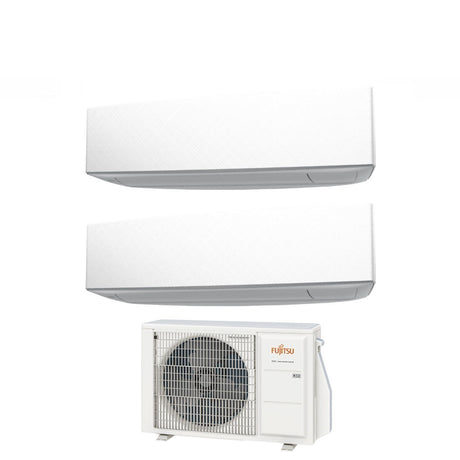 climatizzatore condizionatore fujitsu dual split inverter serie ke white 7_14 con aoyg18kbta2 r 32 wi fi integrato 7000_14000 colore bianco