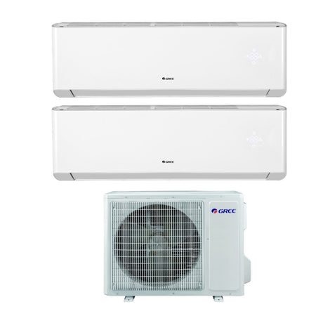 climatizzatore condizionatore gree dual split inverter serie amber 9_12 con gwhd18nk6ko r 32 wi fi integrato 9000_12000