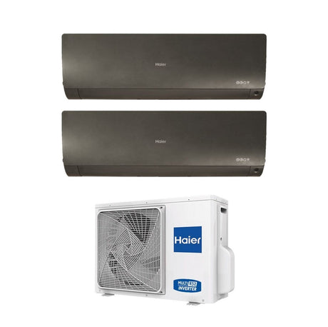 climatizzatore condizionatore haier dual split inverter serie flexis plus black 9_15 con 2u50s2sm1fa r 32 wi fi integrato colore nero 9000_15000