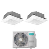 climatizzatore condizionatore hisense dual split a cassetta 12_18 con 3amw72u4rfa r 32 wi fi optional 12000_18000 con telecomando e pannello incluso novita