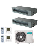climatizzatore condizionatore hisense dual split canalizzabile 12_12 con 2amw50u4rxa r 32 12000_12000 con telecomando di serie e cablato