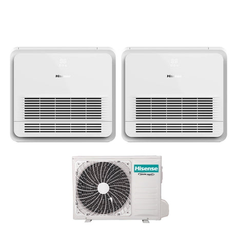 climatizzatore condizionatore hisense dual split console 9_9 con 2amw50u4rxa r 32 wi fi optional telecomando di serie incluso 9000_9000