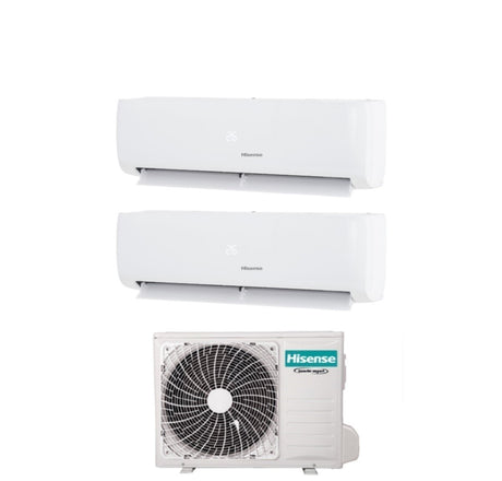 climatizzatore condizionatore hisense dual split inverter serie iq plus 9+9 con 2amw42u4rgc r 32 wi fi integrato 9000+9000