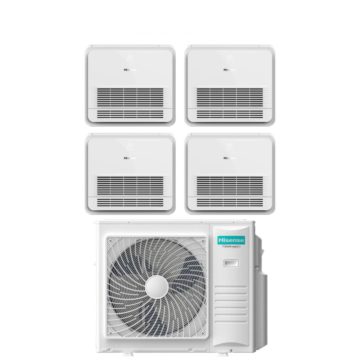 climatizzatore condizionatore hisense quadri split console akt 9_12_12_12 con 4amw105u4raa r 32 9000_12000_12000_12000 con telecomando di serie