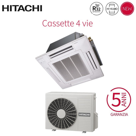 climatizzatore condizionatore hitachi a cassetta 4 vie inverter 21000 btu rai 60rpe r 32 wi fi optional con griglia inclusa novita