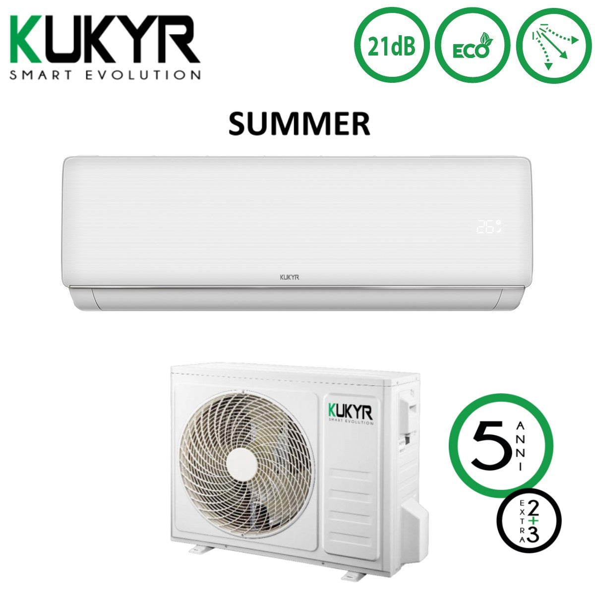 climatizzatore condizionatore kukyr inverter serie summer 9000 btu summer09 r 32 classe a__ a_