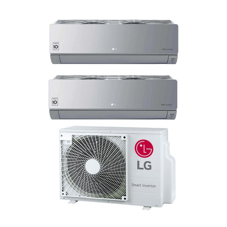 climatizzatore condizionatore lg dual split inverter serie artcool mirror silver 9_9 con mu2r17 ul0 r 32 9000_9000 wi fi integrato