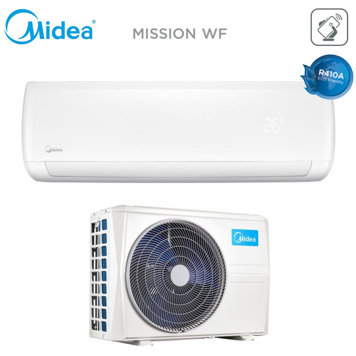 climatizzatore condizionatore midea inverter serie mission wf 35 12000 btu classe a___ wi fi optional