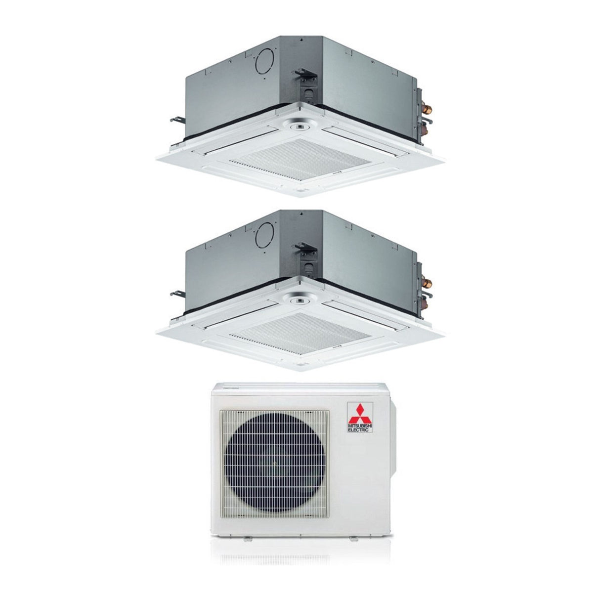 climatizzatore condizionatore mitsubishi electric dual split inverter a cassetta 60x60 slz m 9_12 con mxz 2f53vf r 32 wi fi optional 9000_12000