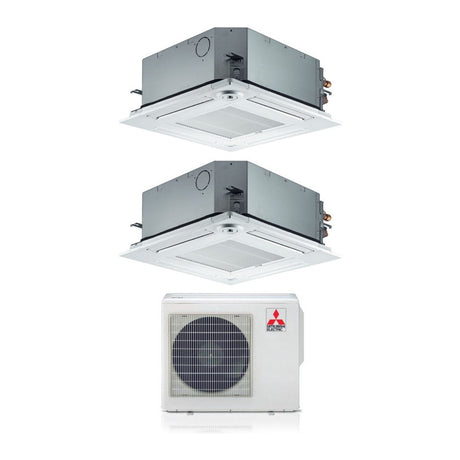 climatizzatore condizionatore mitsubishi electric dual split inverter a cassetta 60x60 slz m 9_9 con mxz 2f42vf r 32 wi fi optional 9000_9000