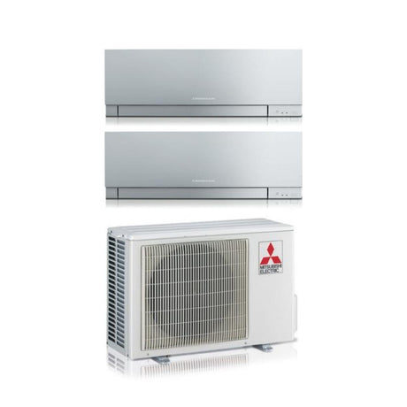 climatizzatore condizionatore mitsubishi electric dual split inverter serie kirigamine zen silver msz ef 7_12 con mxz 2f53vf r 32 wi fi integrato colore argento 7000_12000