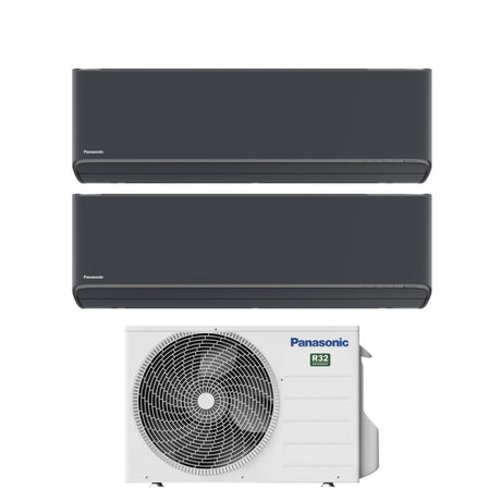 climatizzatore condizionatore panasonic dual split inverter serie etherea dark 7_9 con cu 2z50tbe r 32 wi fi integrato colore grigio grafite 7000_9000